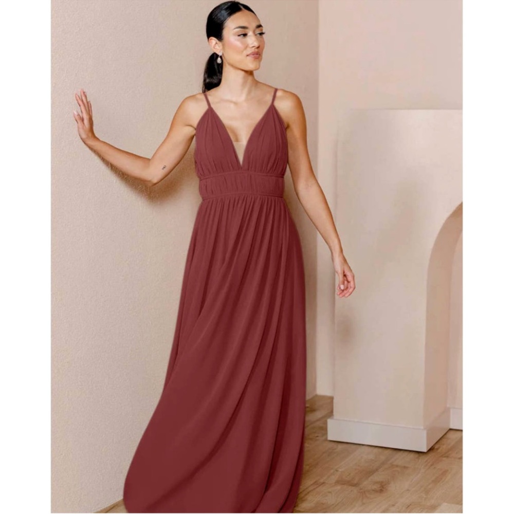 Revelry Alma Tulle Maxi Dress Burgundy Size 10 Slit